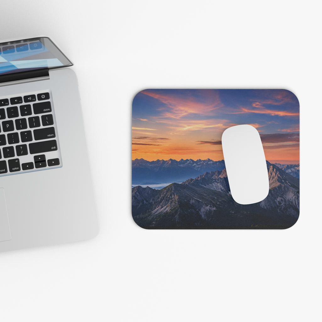 Mountain Sunset Mouse Pad — Scenic Nature Desk Mat for Home & Office