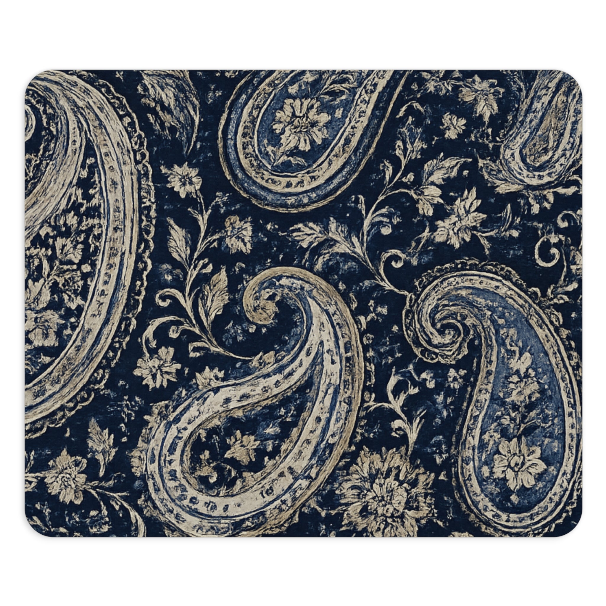 Vintage Navy Paisley Mouse Pad