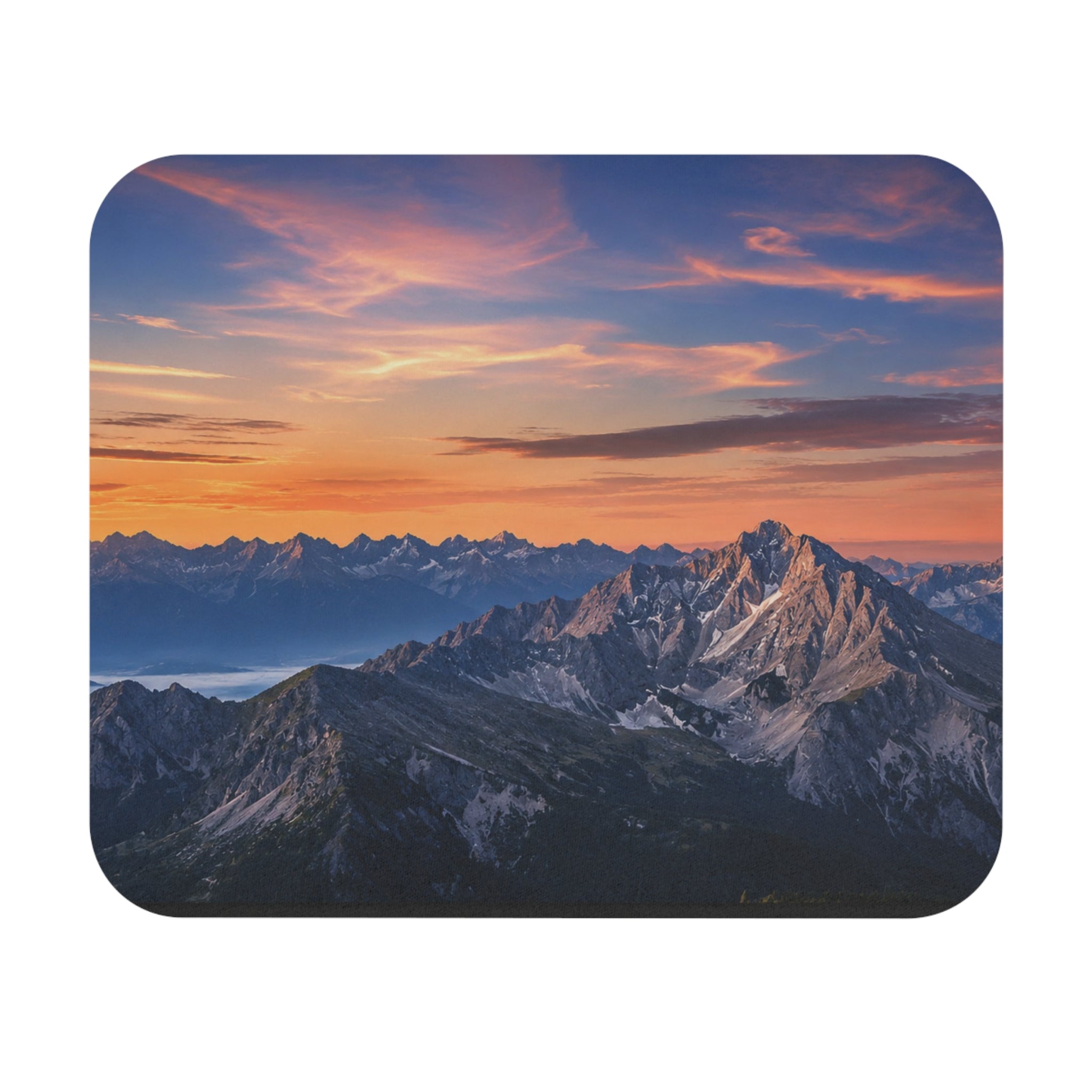 Mountain Sunset Mouse Pad — Scenic Nature Desk Mat for Home & Office