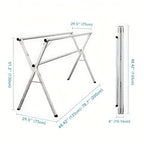 Dimensions of a metal clothes rack on a white background