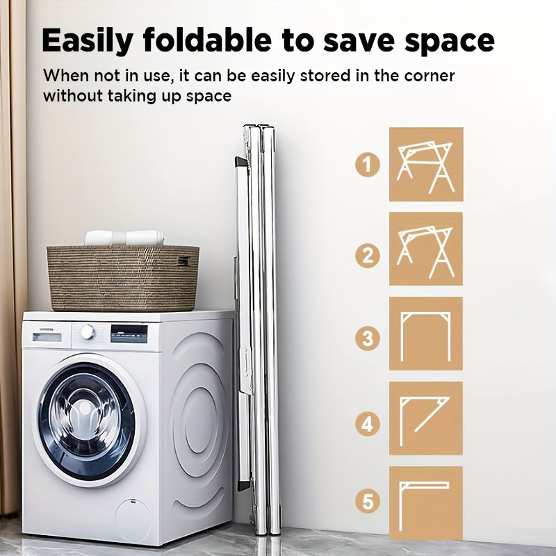 Foldable laundry basket being used to save space next to a washing machine.