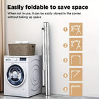 Foldable laundry basket being used to save space next to a washing machine.